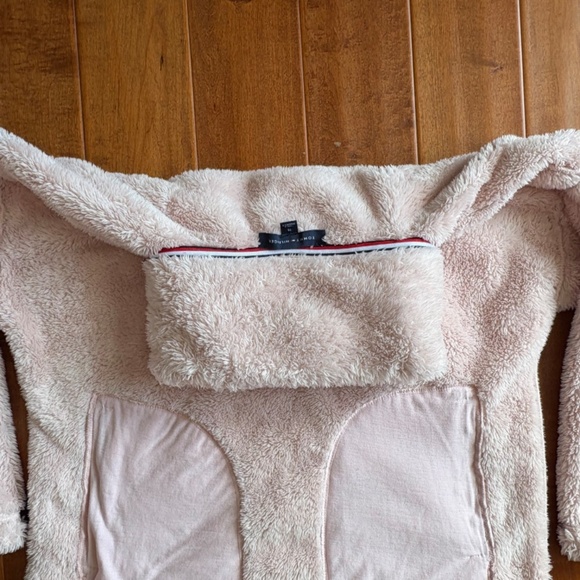 vintage Tommy Hilfiger Zip-Front Fleece Bomber Jacket Womens M Beige - Picture 13 of 13